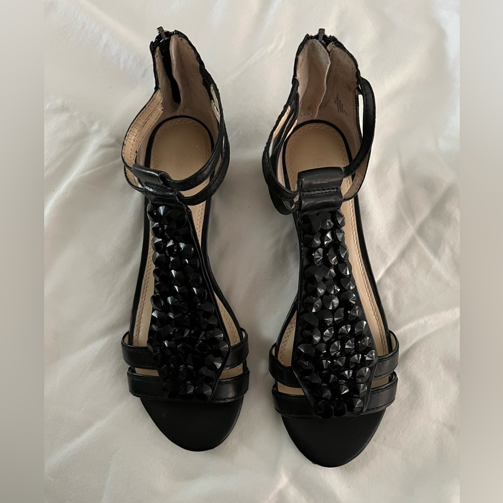 Enzo Angiolini eakilly black sandal, leather, women’s size 9